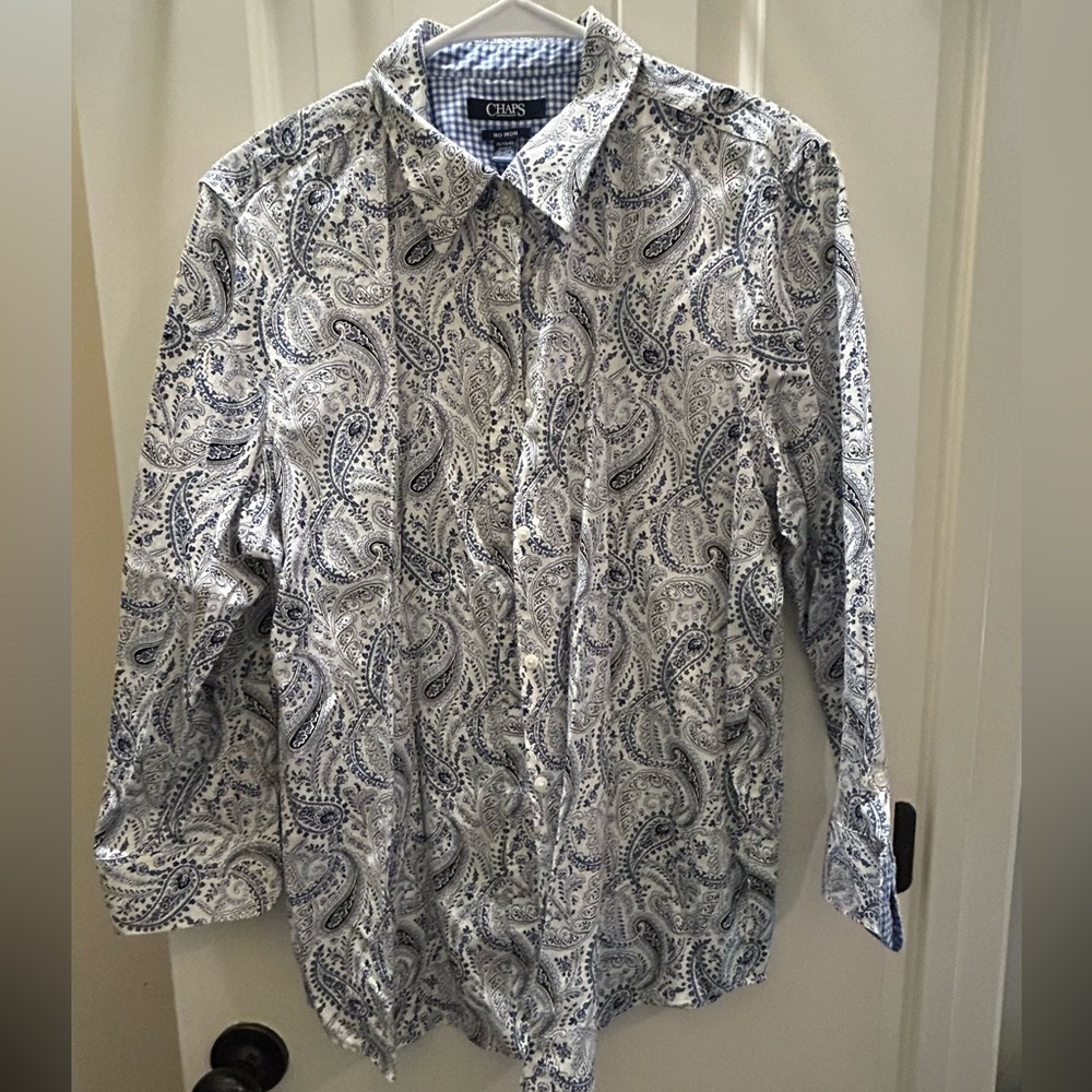 Chaps White and Blue Paisley Button Down Shirt